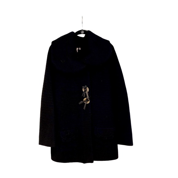 CASLON 2X SHAWL COLLAR SWEATER COAT W/SNAP FRONT & LEATHER TRIM BUTTONS - Picture 1 of 7